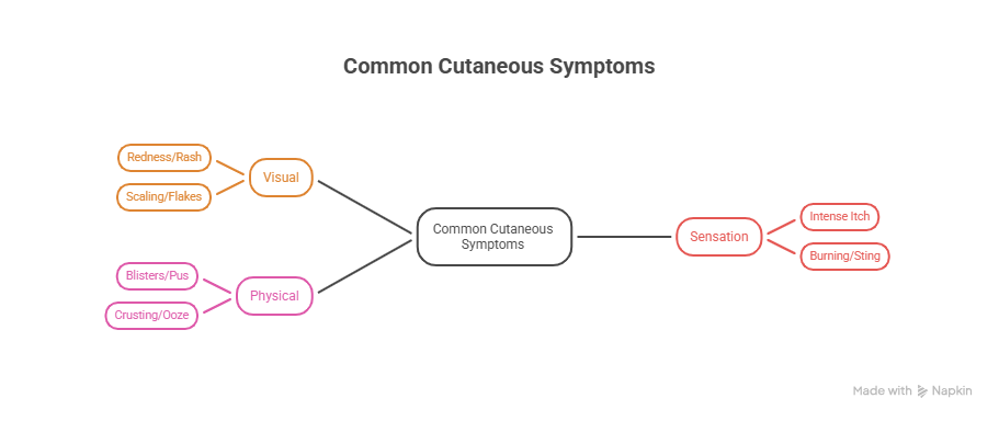 common cutaneous symptoms viasual explanation